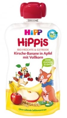 HIPP Био Плодова закуска Ябълка,вишна,банан с пълнозърнести култури 100гр.