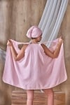Комплект халат с кърпа за глава - розово