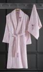 Дамски халат с кърпа - розово
