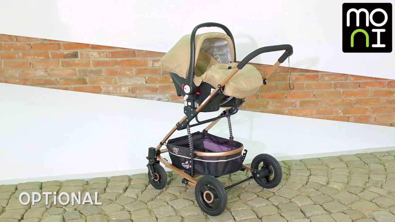 MONI Комбинирана детска количка Gigi с люлеещ механизъм - тъмно сива