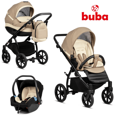 BUBA Бебешка комбинирана количка Zaza 3в1 - Beige