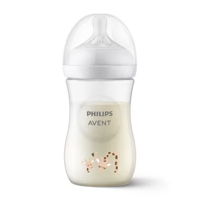 PHILIPS AVENT Шише за хранене Natural Response 260 мл с биберон без протичане Natural Response Поток 3, 1м+, с картинка Жирафи