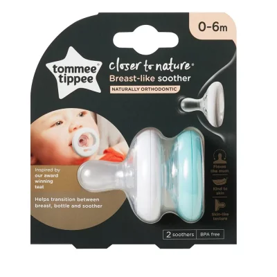 TOMMEE TIPPEE  Ортодонтични залъгалки Breast-Like 0-6м, 2 бр./оп.