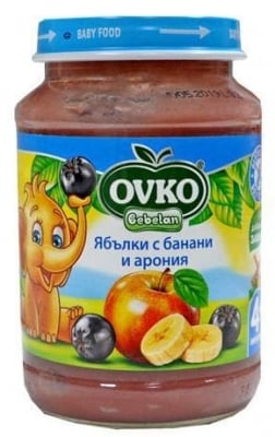 OVKO Пюре Ябълки с банани и арония 190гр.