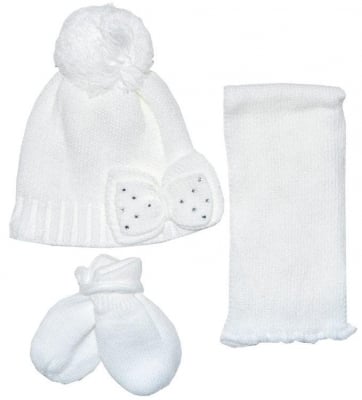 ALIAP Шал,шапка и ръкавици "Панделка" бяла