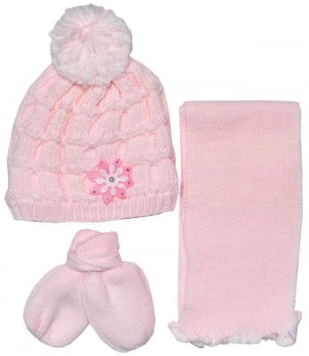 ALIAP Шал,шапка и ръкавици розова