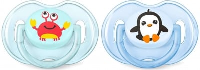 PHILIPS AVENT Силиконови залъгалки с картинки (0-6м) (2бр./оп) рак/пингвин