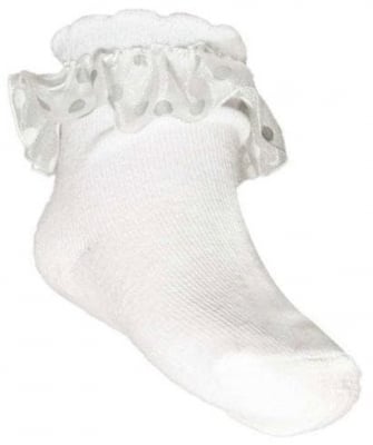 Бебешки чорапи с дантела размер 20-22