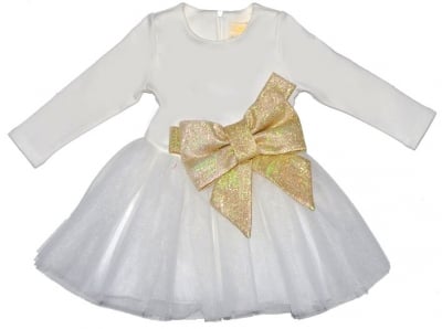 CONTRAST Детска рокля Панделка 98-122 см. - бял