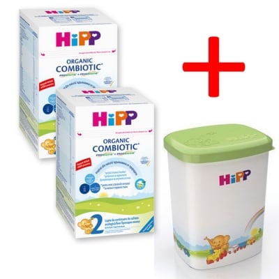 HIPP 2 x Organic Combiotic 2 Преходно мляко 800гр. + Кутия за инстантни продукти