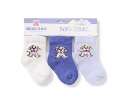 KIKKA BOO Бебешки памучни чорапи PUPPY BLUE 1-2 години