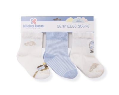 KIKKA BOO Бебешки памучни чорапи PUPPY ON BALLOON BLUE 6-12 месеца