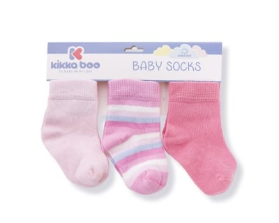 KIKKA BOO Бебешки памучни чорапи STRIPES PINK 6-12 месеца