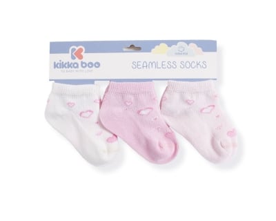 KIKKA BOO Бебешки памучни чорапи терлички HEARTS PINK 1-2 години