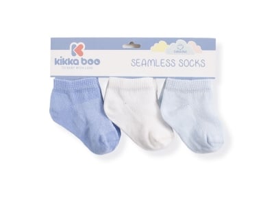KIKKA BOO Бебешки памучни чорапи терлички SOLID BLUE 6-12 месеца