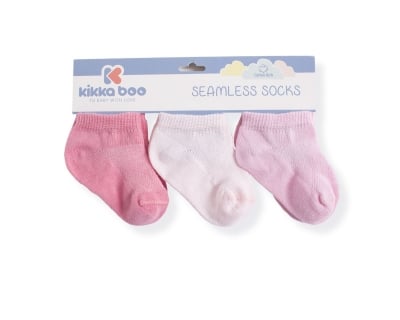 KIKKA BOO Бебешки памучни чорапи терлички SOLID PINK 6-12 месеца