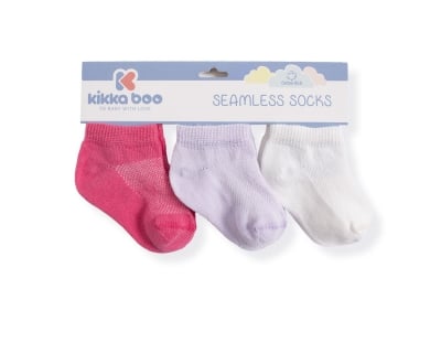 KIKKA BOO Бебешки памучни чорапи терлички SOLID PURPLE 1-2 години