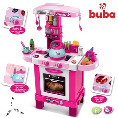 BUBA Детска индукционна кухня с чайник - розова