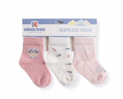 KIKKA BOO Бебешки памучни чорапи CAT LOVELY DAY PINK 0-6 месеца