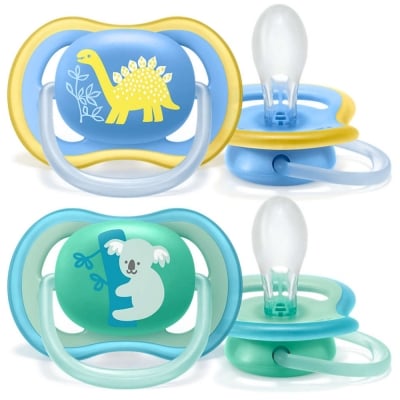 PHILIPS AVENT Ортодонтични залъгалки Ultra Air Philips AVENT + стерилизаторна кутия (18м+) - дино/коала (2бр./оп.)