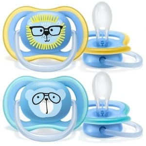 PHILIPS AVENT Ортодонтични залъгалки Ultra Air Philips AVENT + стерилизаторна кутия (18м+) - лъв/мече (2бр./оп.)