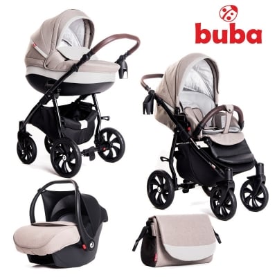 BUBA Комбинирана бебешка количка 3в1 Estilo - светлосива
