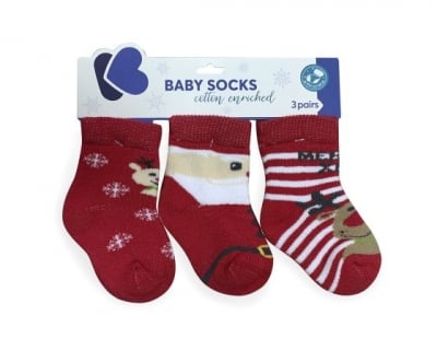 KIKKA BOO Бебешки памучни термо чорапи MERRY XMAS 0-6 месеца