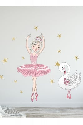 Комплект стикери за стена - розова балерина