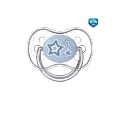 CANPOL Силиконова залъгалка със симетрична форма Newborn Baby (6-18м.) - синя