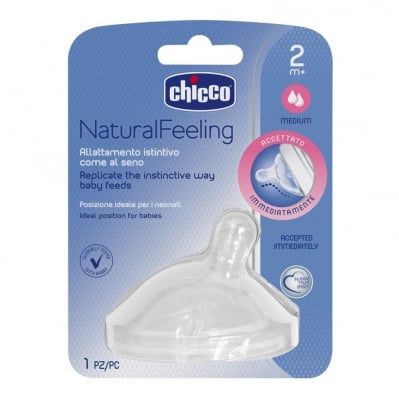 CHICCO Силиконов биберон за хранене Natural Feeling две капки (2м+)