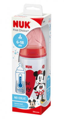 NUK First Choice РР шише Temperature control 300мл. силикон (6-18м.) MICKEY MOUSE + кутия