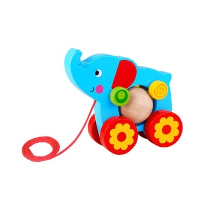 TOOKY TOY Дървена количка за дърпане Elephant