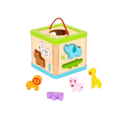 TOOKY TOY Дървен сортер куб Animals