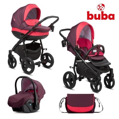 BUBA Комбинирана количка 3в1 Bella 706 - Burgundy