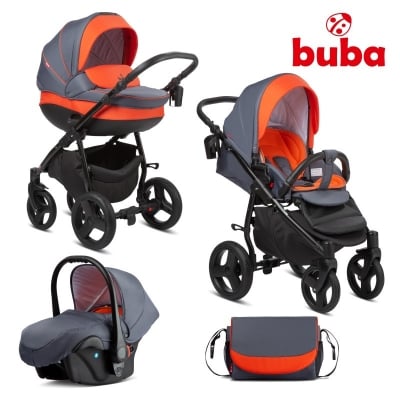 BUBA Комбинирана количка 3в1 Bella 713 - Pewter Orange