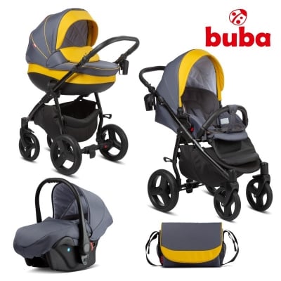 BUBA Комбинирана количка 3в1 Bella 716 - Pewter Yellow