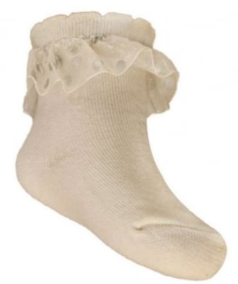 Бебешки чорапи с дантела размер 17-18