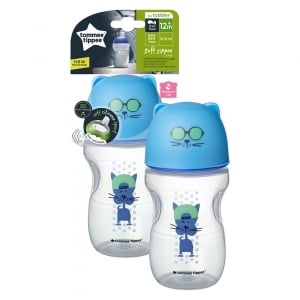 TOMMEE TIPPEE Преходна чаша с мек силиконов накрайник 300 мл. (12м+) - синя