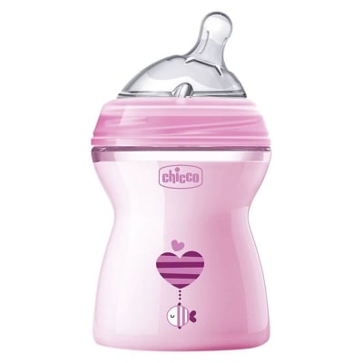 CHICCO Шише със силиконов биберон 250мл. (2м+) Natural Feeling - момиче
