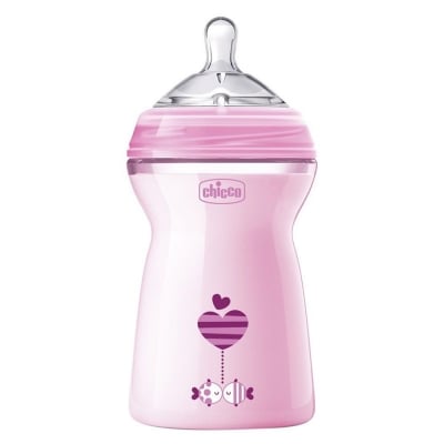 CHICCO Шише със силиконов биберон 330мл. (6м+) Natural Feeling - момиче