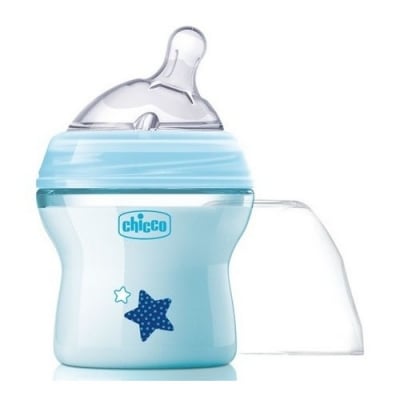 CHICCO Шише със силиконов биберон Natural Feeling 150 мл. (0м+) - син