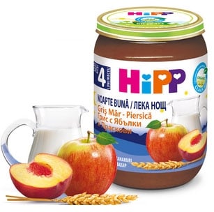 HIPP Млечна каша Лека нощ грис с ябълки и праскови 190гр.