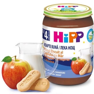 HIPP Млечна каша Лека нощ бисквити с ябълка 190гр.