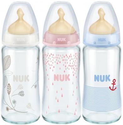 NUK Стъклено шише First Choice каучук микс 240мл.