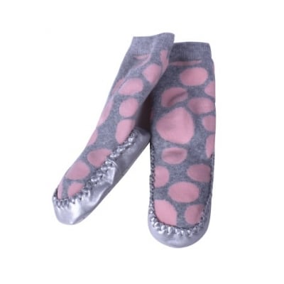MINENE Пантофи с чорап - розови точки