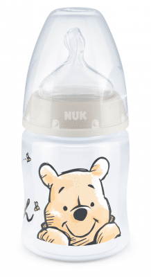 NUK Шише със силиконов биберон First Choice+ РР Temperature control Disney 150мл. (0-6м.) - бежово