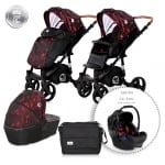 LORELLI Комбинирана детска количка Rimini+чанта - Ruby Red&Black 