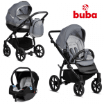 BUBA Бебешка комбинирана количка Zaza 3в1 - Dark Grey