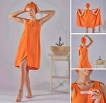 Комплект халат с кърпа за глава - оранжево 