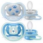 PHILIPS AVENT 2 бр. Ортодонтични залъгалки Ultra Air 6-18м. с декорация Лапи и Мече в кутия за стерилизиране